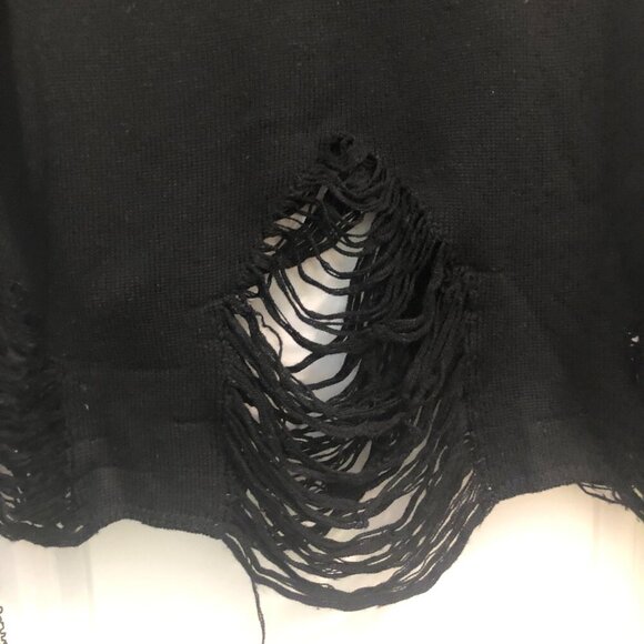 Iro Jeans Distressed Crew Neck Sweater Black Size S - Picture 7 of 8
